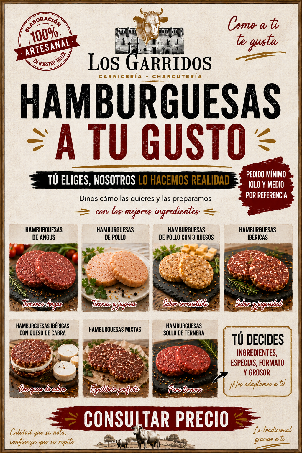 Cartel Hamburguesas a tu Gusto Los Garridos